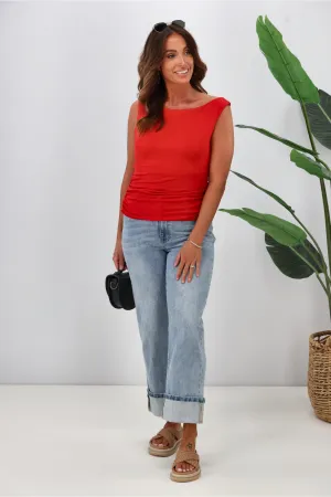 All About Eve Kylie Off Shoulder Top Scarlet