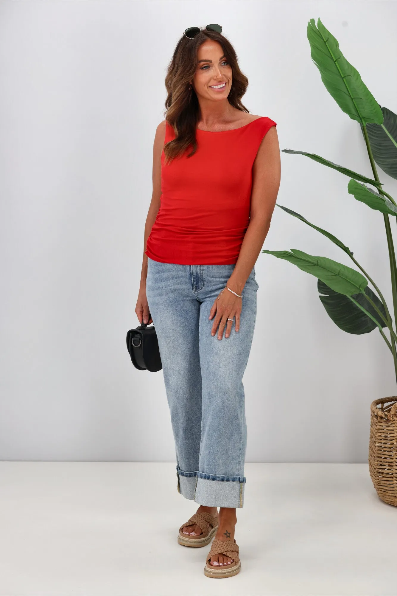 All About Eve Kylie Off Shoulder Top Scarlet