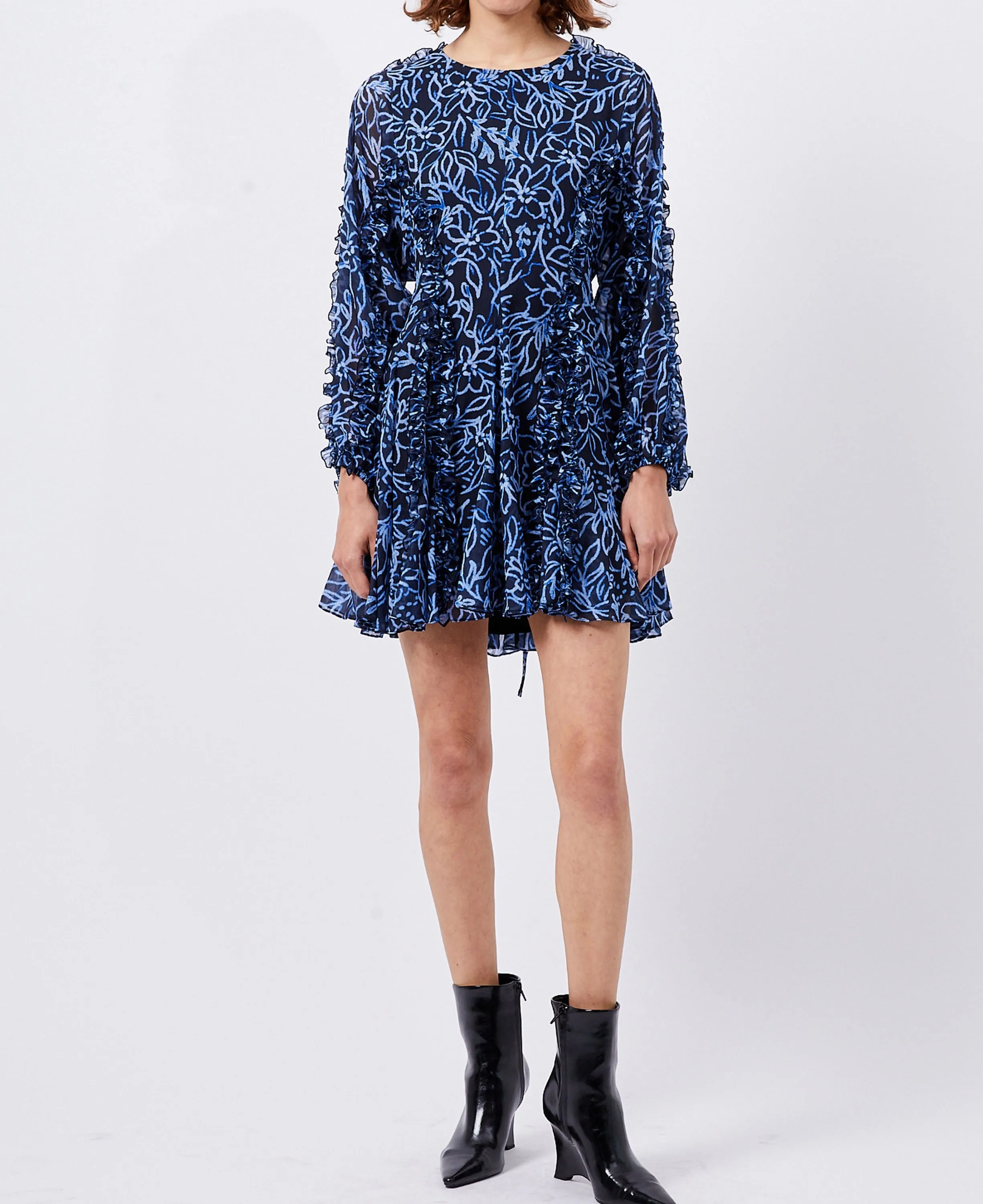 Anna Emina Chiffon Dress - Navy Multi