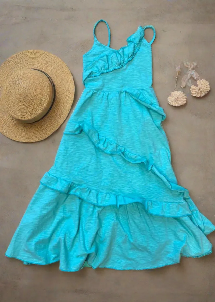 Aqua Ruffle Knit Dress..