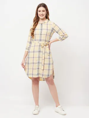 Beige Check Shirt Dress