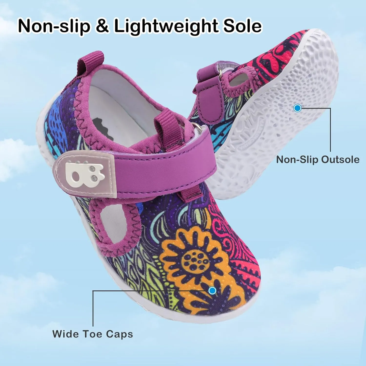 Besroad Toddler Water Shoes Boys Girls Swim Aqua Shoes Breathable Quick Dry Barefoot Sandals for Beach Swimming Pool