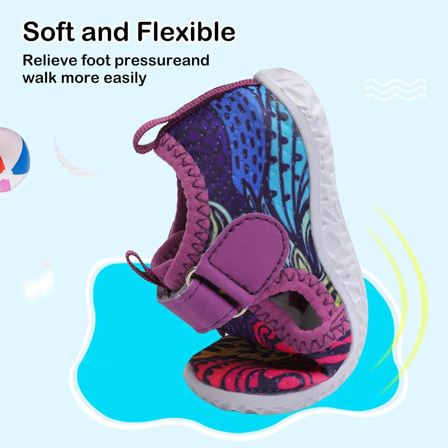 Besroad Toddler Water Shoes Boys Girls Swim Aqua Shoes Breathable Quick Dry Barefoot Sandals for Beach Swimming Pool