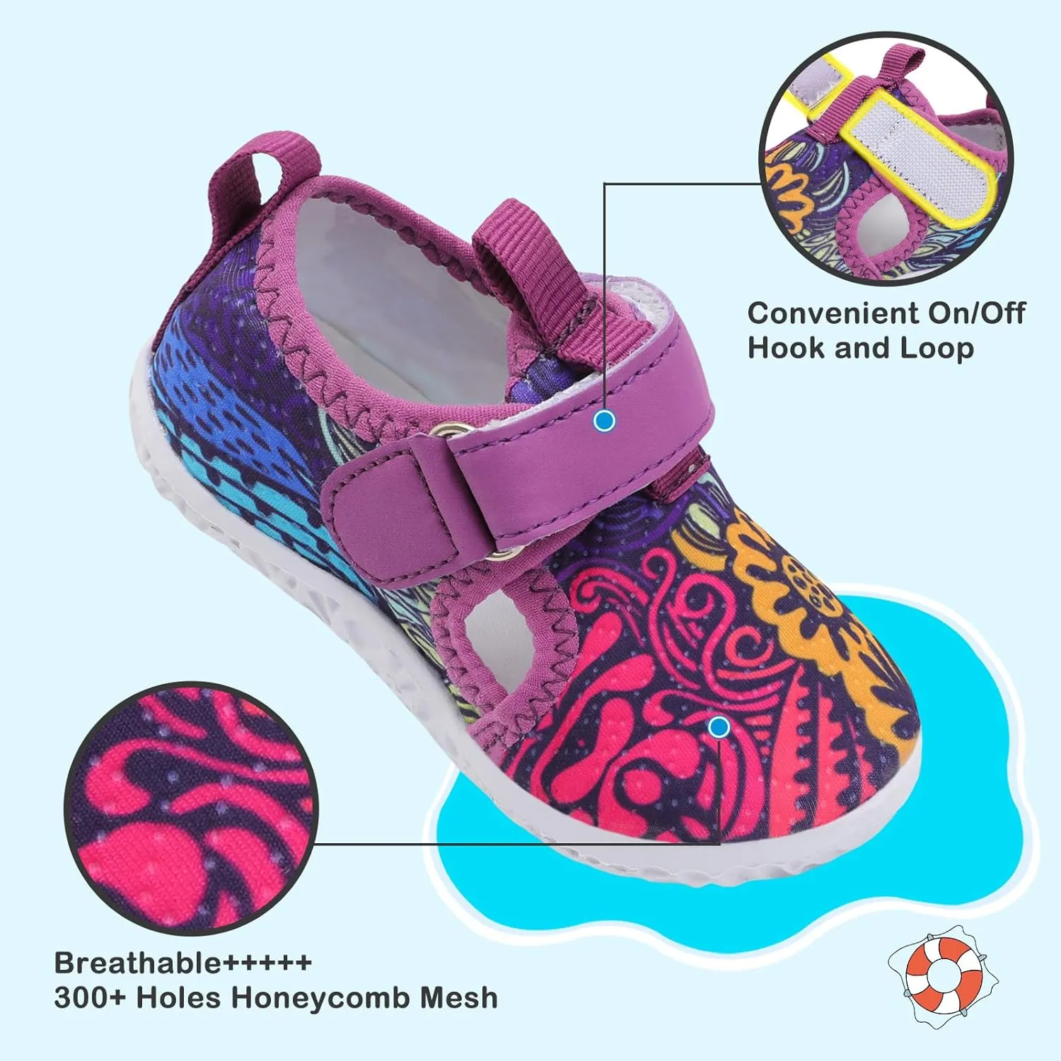 Besroad Toddler Water Shoes Boys Girls Swim Aqua Shoes Breathable Quick Dry Barefoot Sandals for Beach Swimming Pool