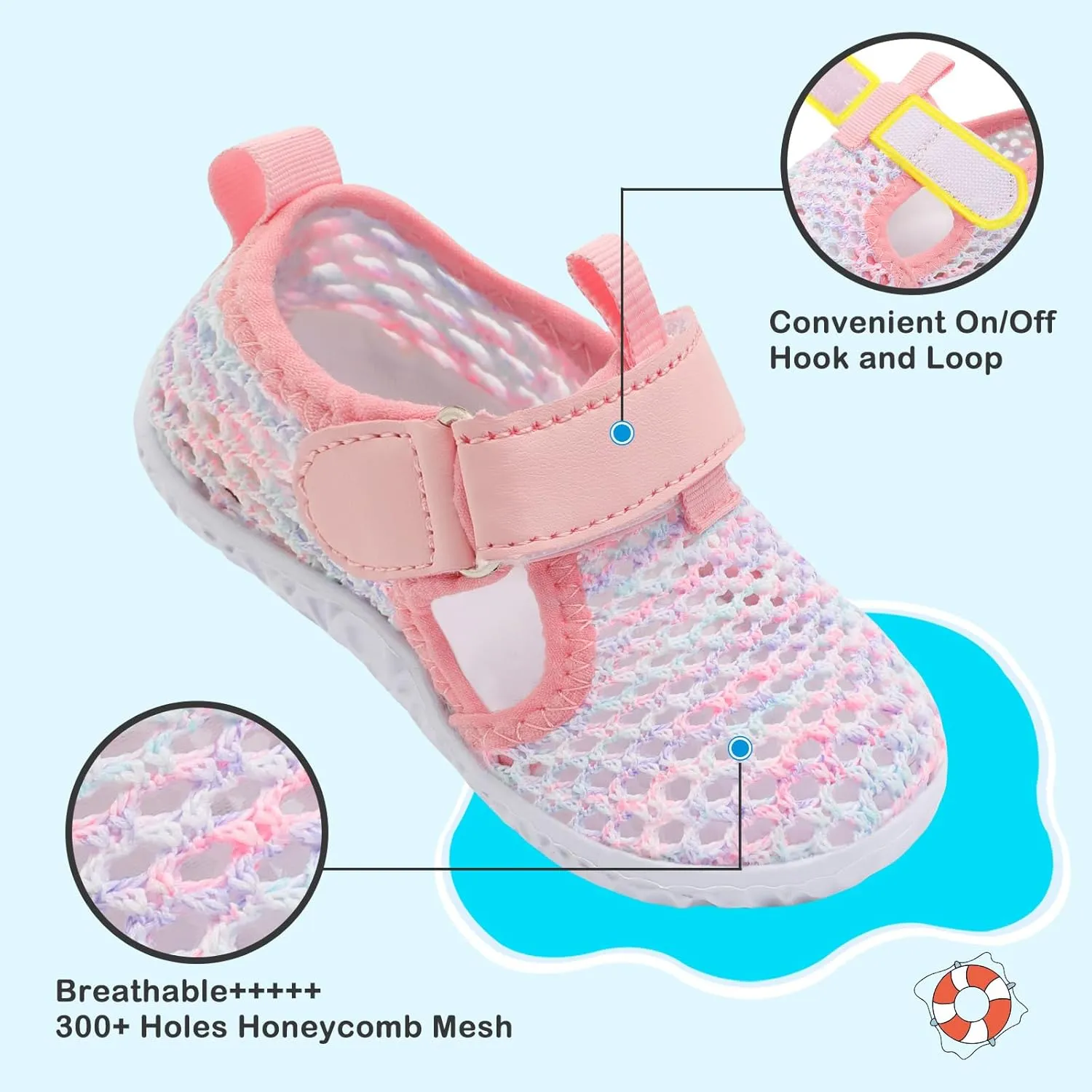 Besroad Toddler Water Shoes Boys Girls Swim Aqua Shoes Breathable Quick Dry Barefoot Sandals for Beach Swimming Pool