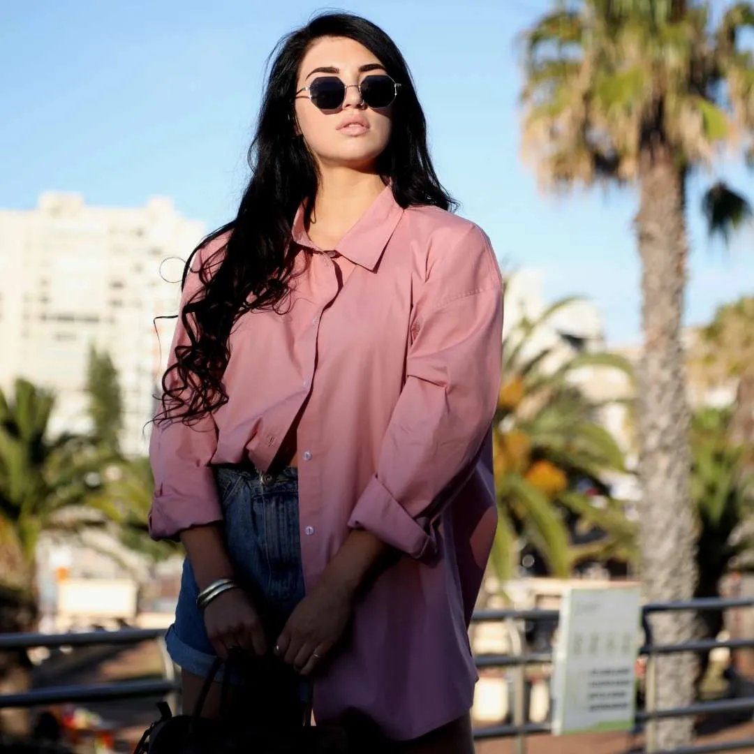Blush Pink Cotton Stretch Tintswalo Oversized Shirt