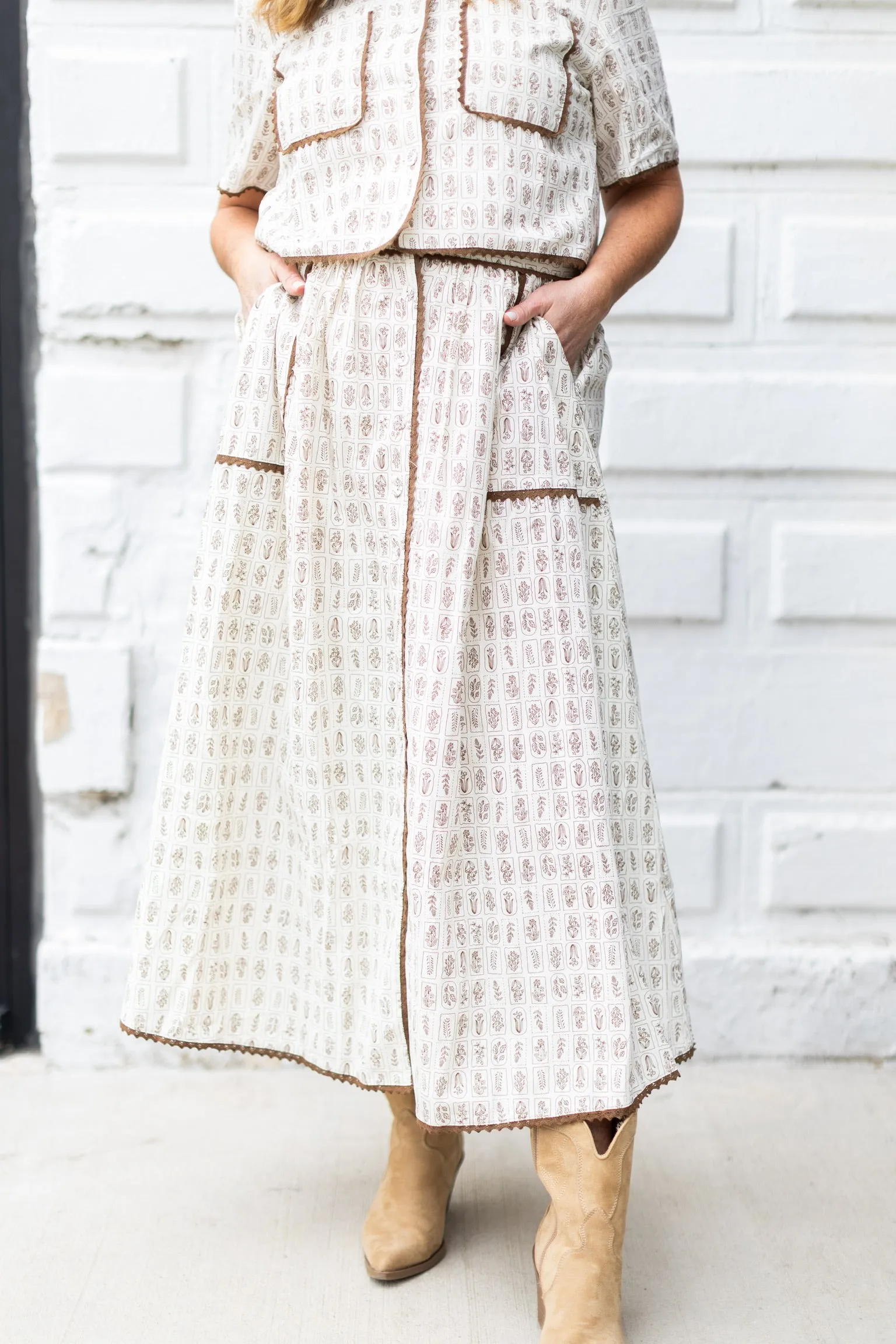 Brown Floral Skirt