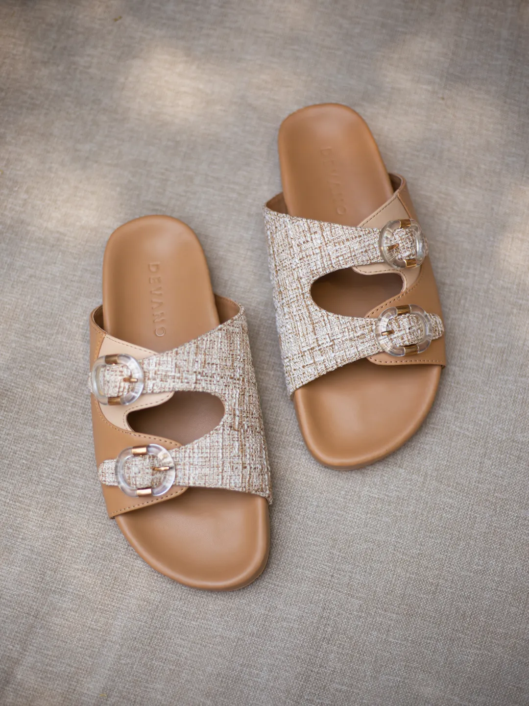 Cabana Double Buckle Sliders Natural