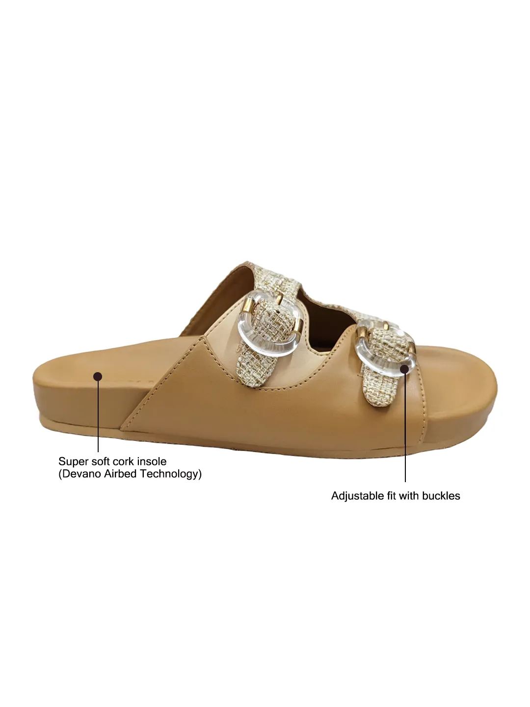 Cabana Double Buckle Sliders Natural
