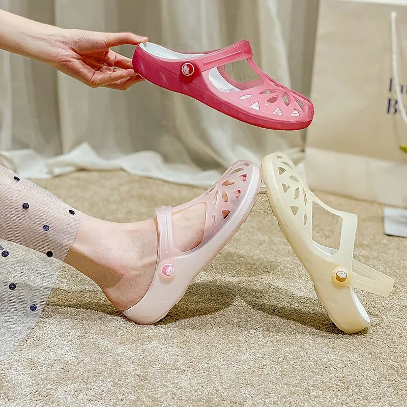 Cuzcare Women Sandal Breathable Comfort Elastic Lightweight Non Slip Translucent Clog Summer Slipper