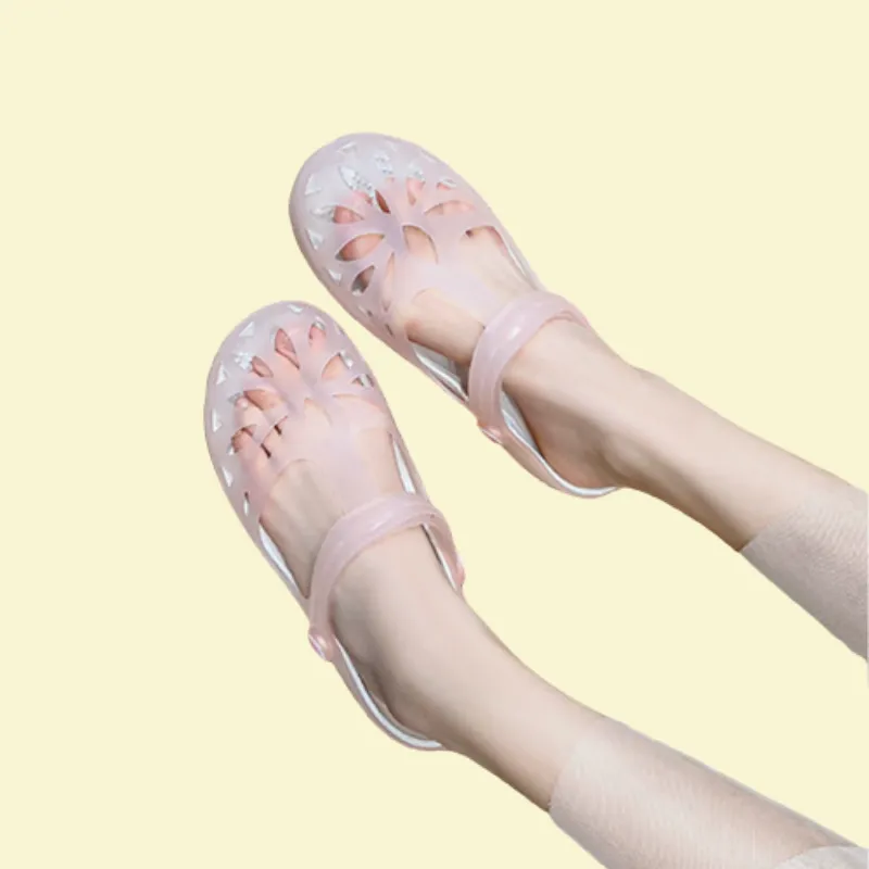Cuzcare Women Sandal Breathable Comfort Elastic Lightweight Non Slip Translucent Clog Summer Slipper