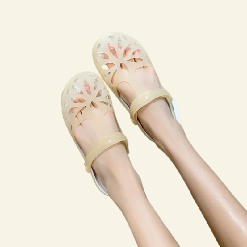 Cuzcare Women Sandal Breathable Comfort Elastic Lightweight Non Slip Translucent Clog Summer Slipper