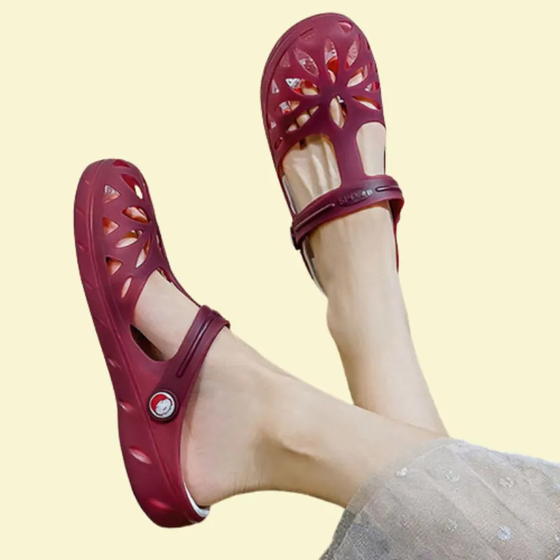 Cuzcare Women Sandal Breathable Comfort Elastic Lightweight Non Slip Translucent Clog Summer Slipper