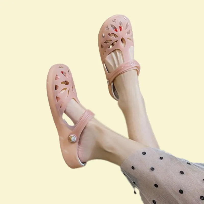 Cuzcare Women Sandal Breathable Comfort Elastic Lightweight Non Slip Translucent Clog Summer Slipper