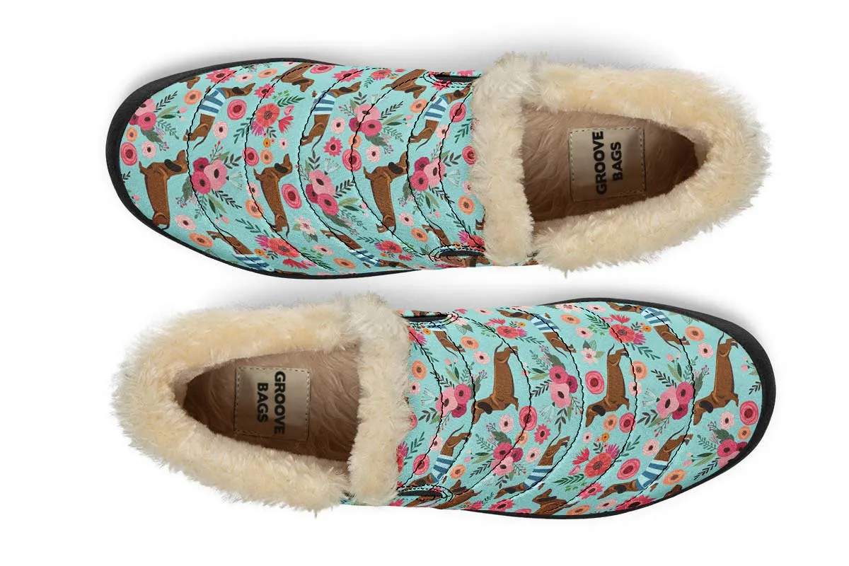 Dachshund Flower Winter Sneakers