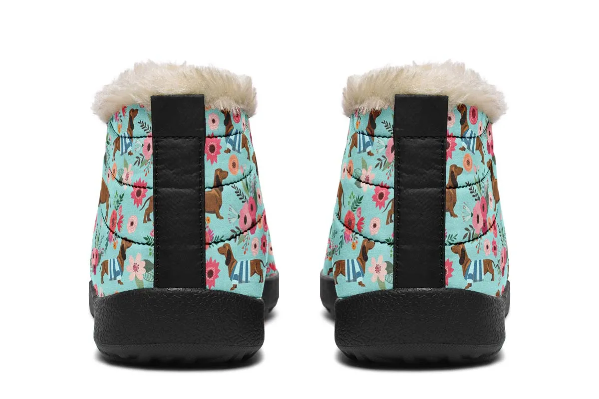 Dachshund Flower Winter Sneakers