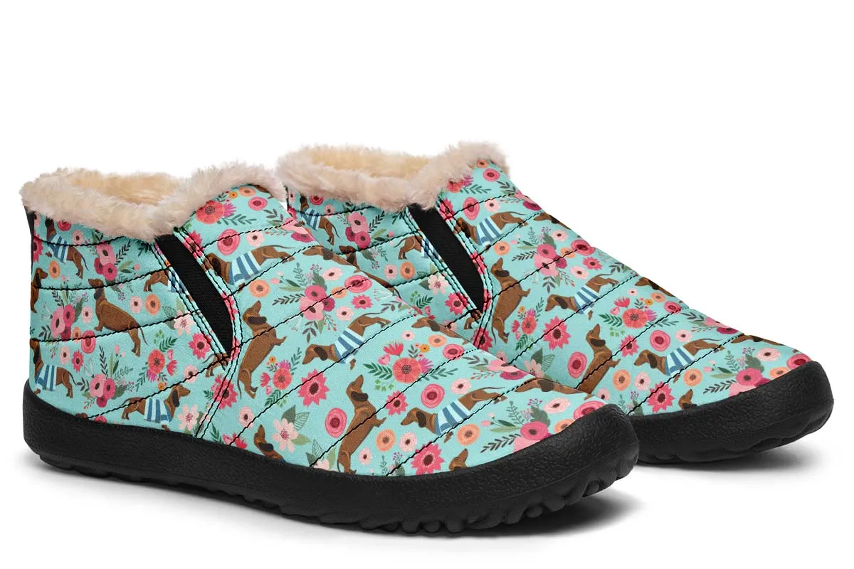 Dachshund Flower Winter Sneakers