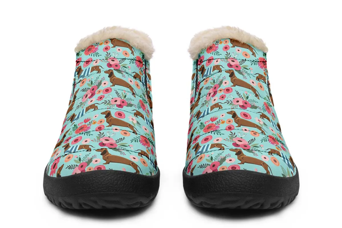 Dachshund Flower Winter Sneakers