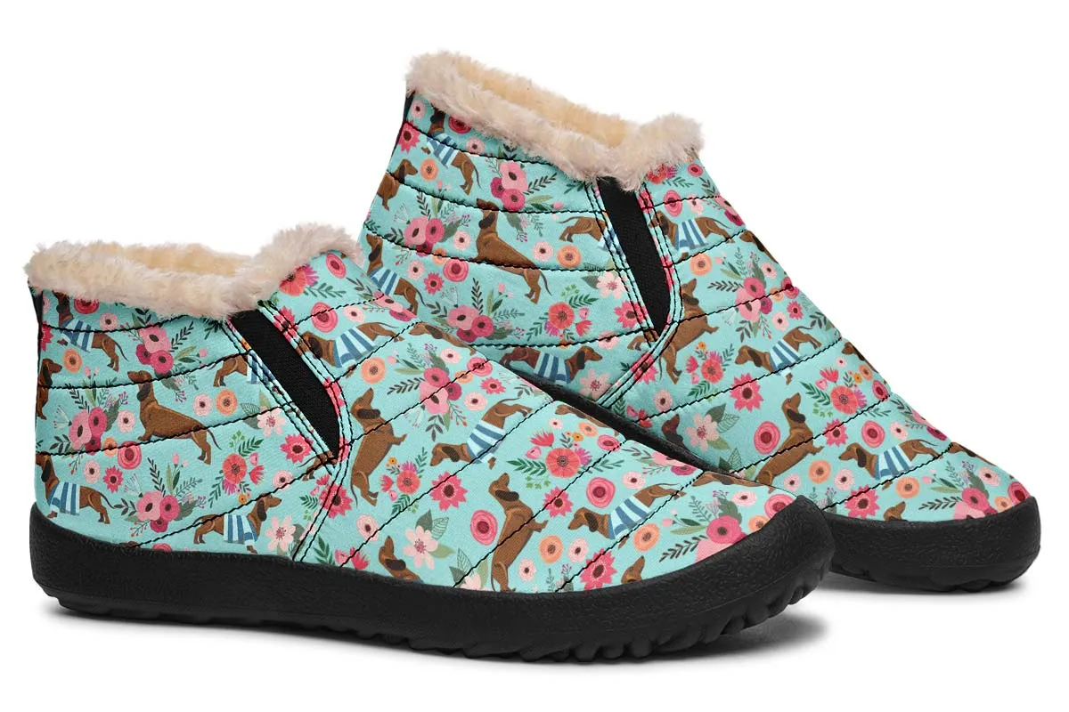 Dachshund Flower Winter Sneakers