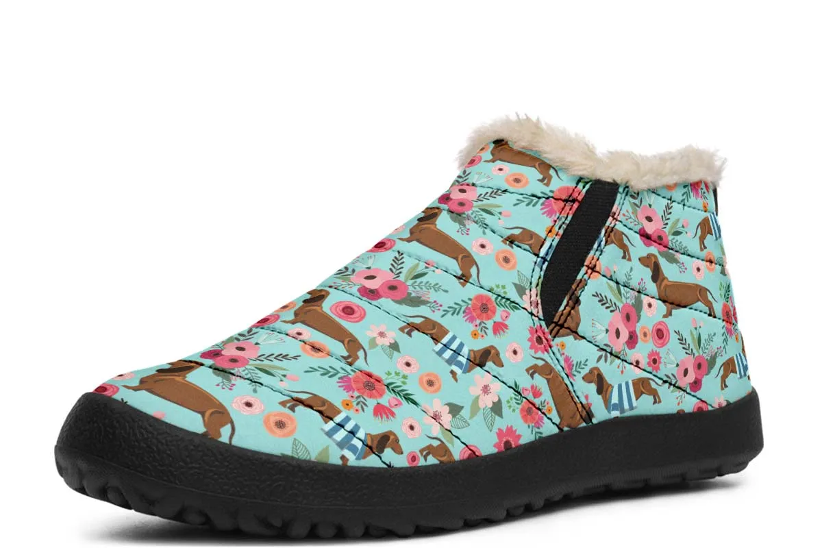 Dachshund Flower Winter Sneakers