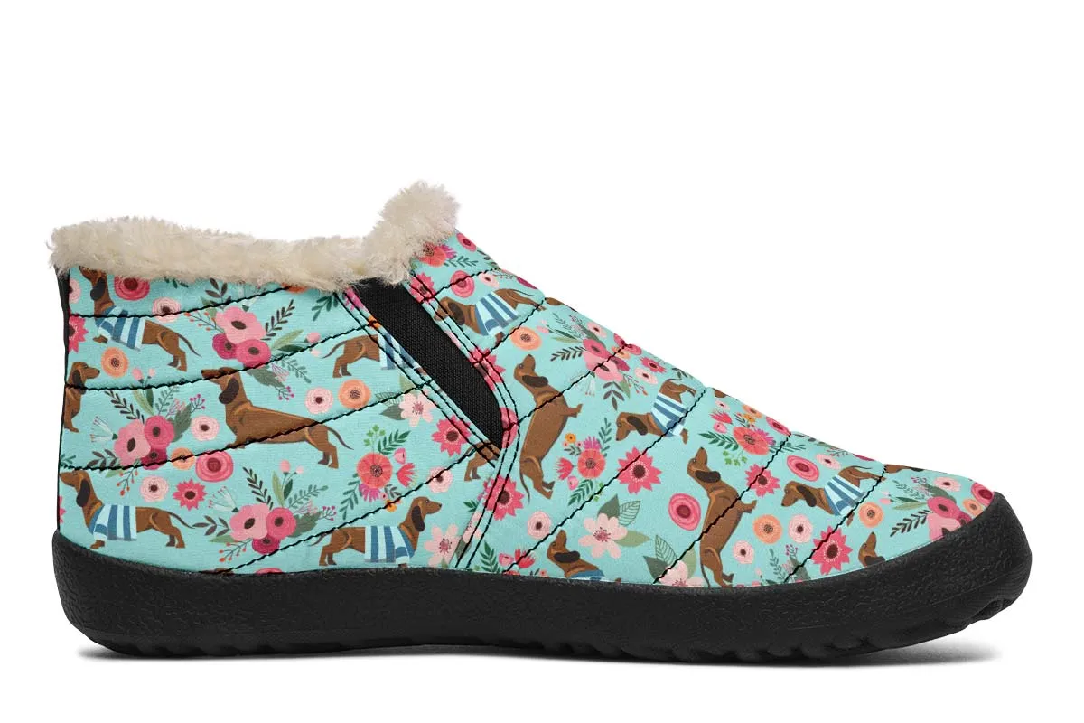 Dachshund Flower Winter Sneakers