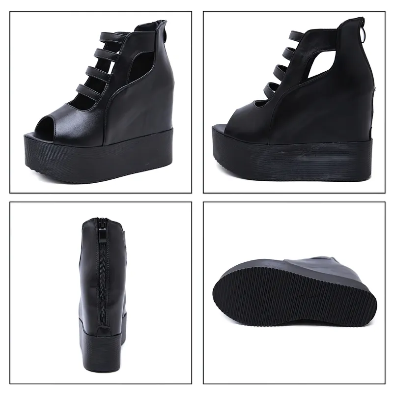 Fashion Platforms Open Toe Shoes For Women / Female Back Zipper Hollow Out Breathable Sandals