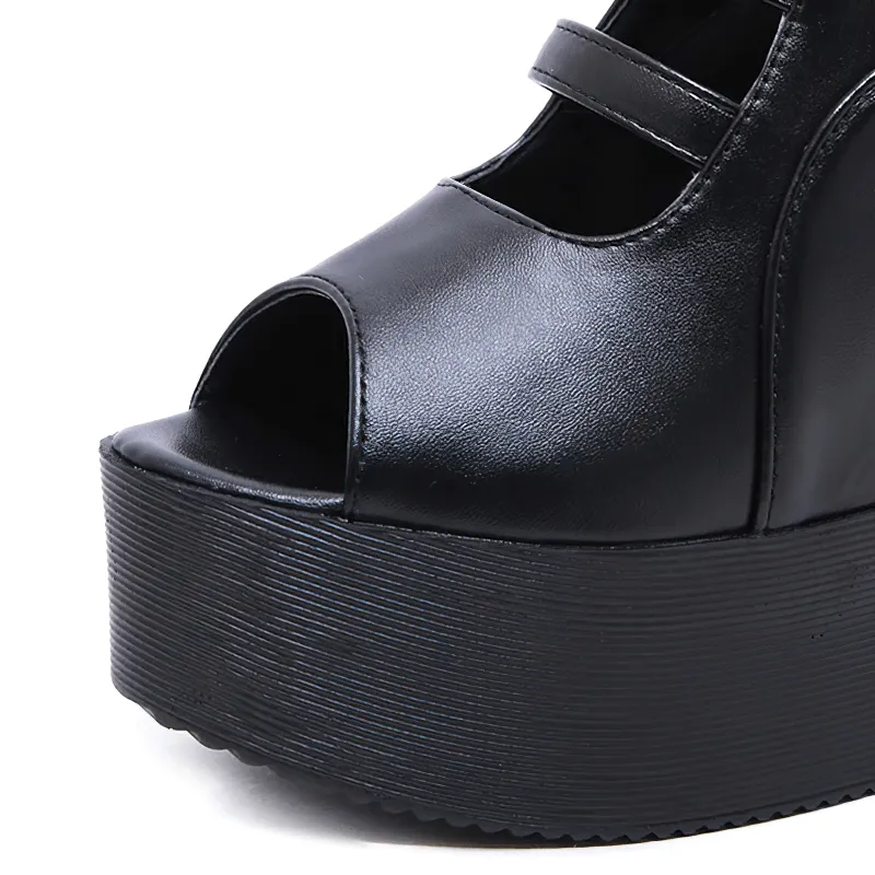 Fashion Platforms Open Toe Shoes For Women / Female Back Zipper Hollow Out Breathable Sandals