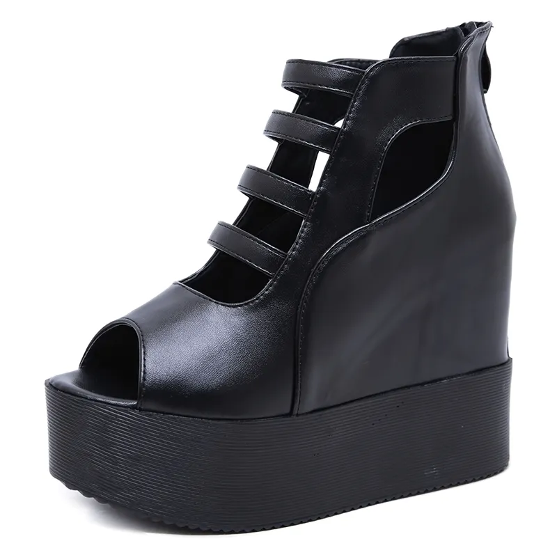 Fashion Platforms Open Toe Shoes For Women / Female Back Zipper Hollow Out Breathable Sandals
