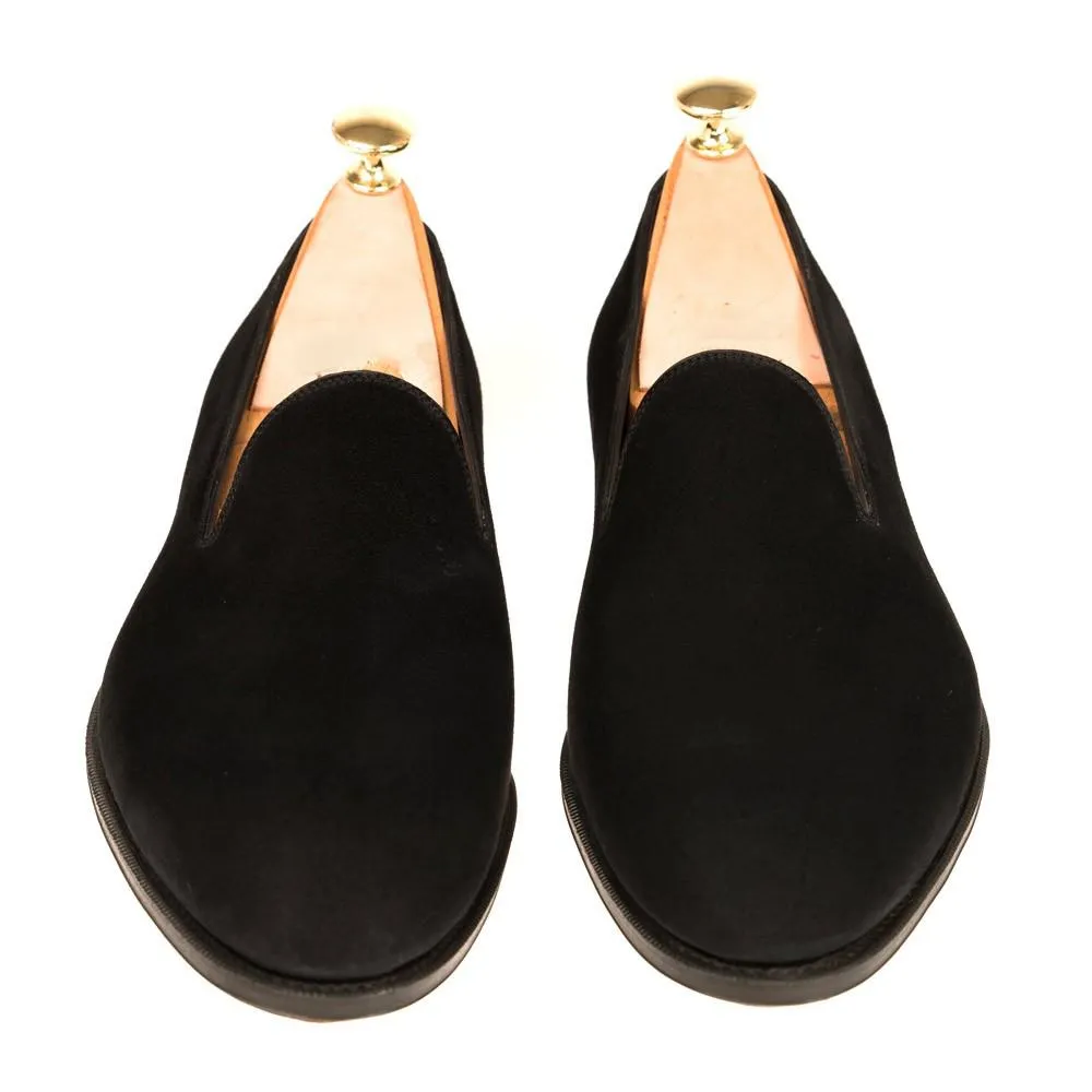 Flat Feet Shoes - Black Suede Corbett Loafers with Arch Support
