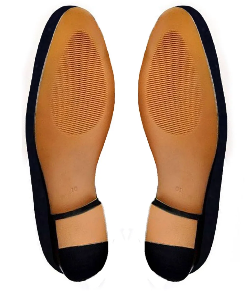 Height Increasing Blue Velvet Man o' War Embroidered Loafers