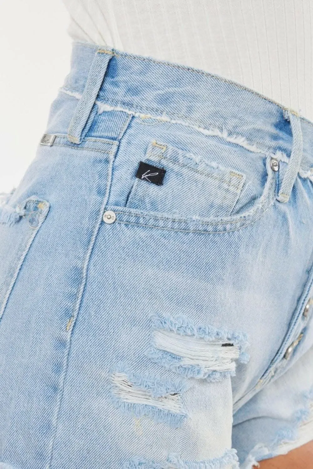 Kancan button-fly distressed shorts