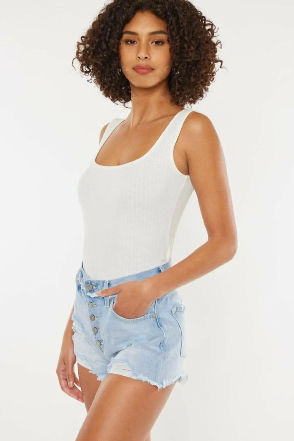 Kancan button-fly distressed shorts
