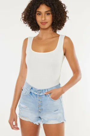 Kancan button-fly distressed shorts