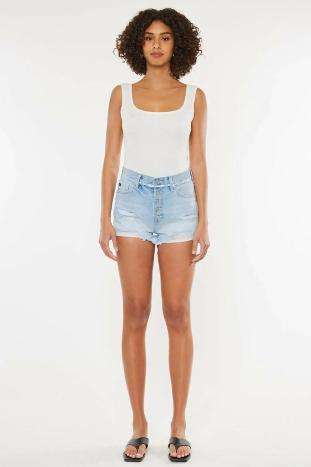 Kancan button-fly distressed shorts