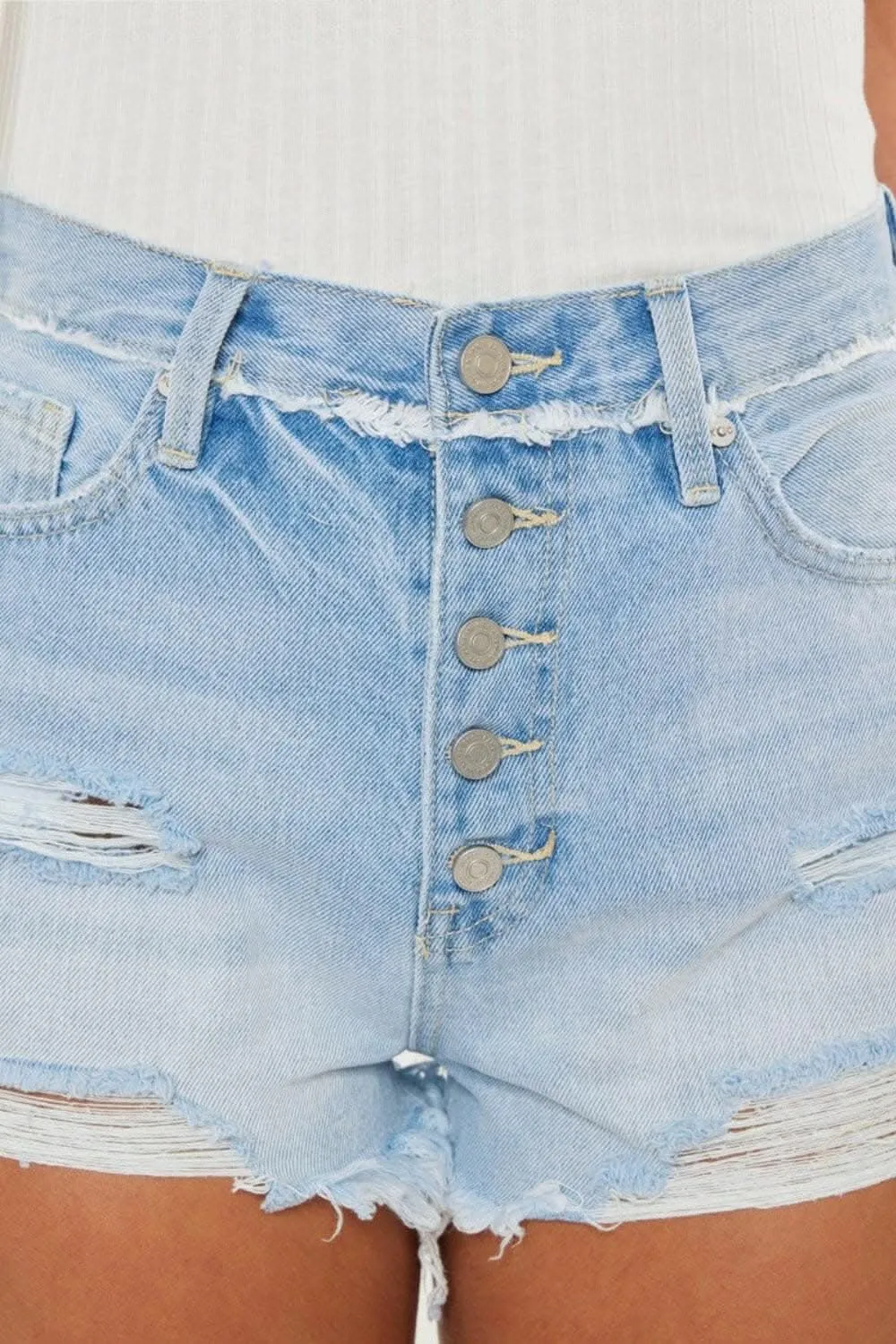Kancan button-fly distressed shorts