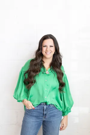 Kelly Green Puff Sleeve Top