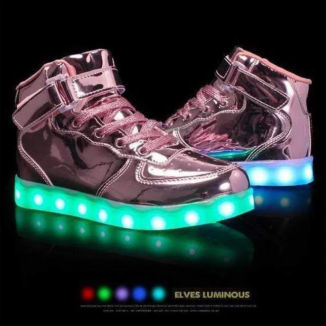 Led Sneakers For Kids Light Up Shiny Lavender