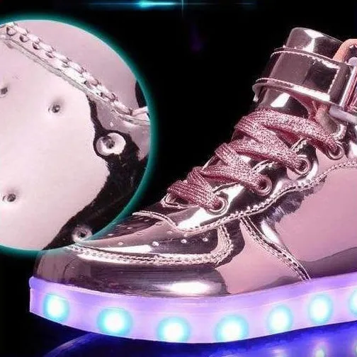 Led Sneakers For Kids Light Up Shiny Lavender