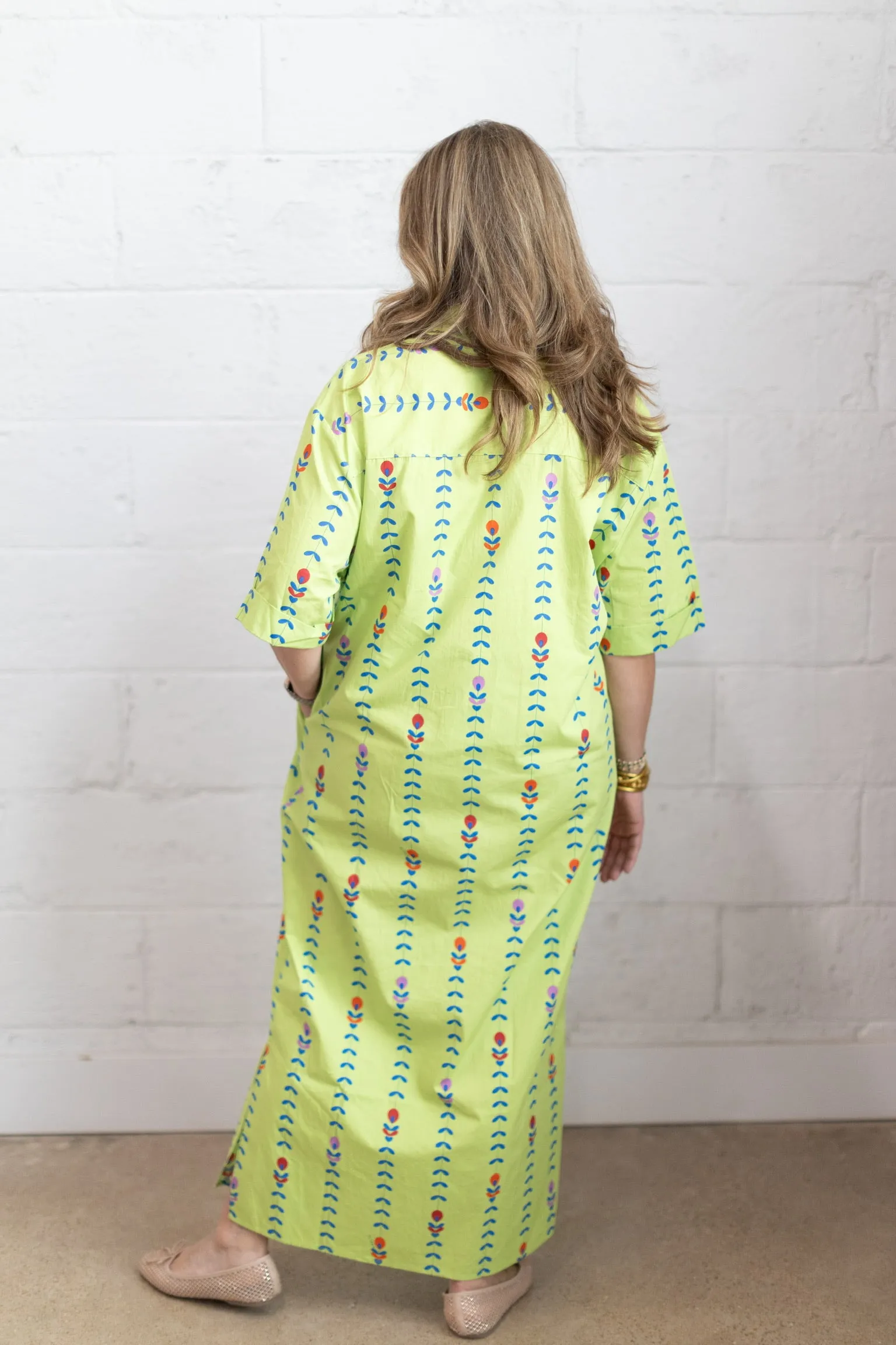 Lime Floral Vine Maxi Dress