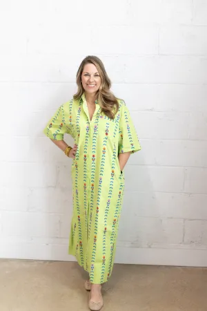 Lime Floral Vine Maxi Dress