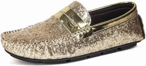 Mens Loafers Vegan Leather Shiny Penny Driving Loafers Flat Heel Comfortable Flexible Outdoor Slip-ons