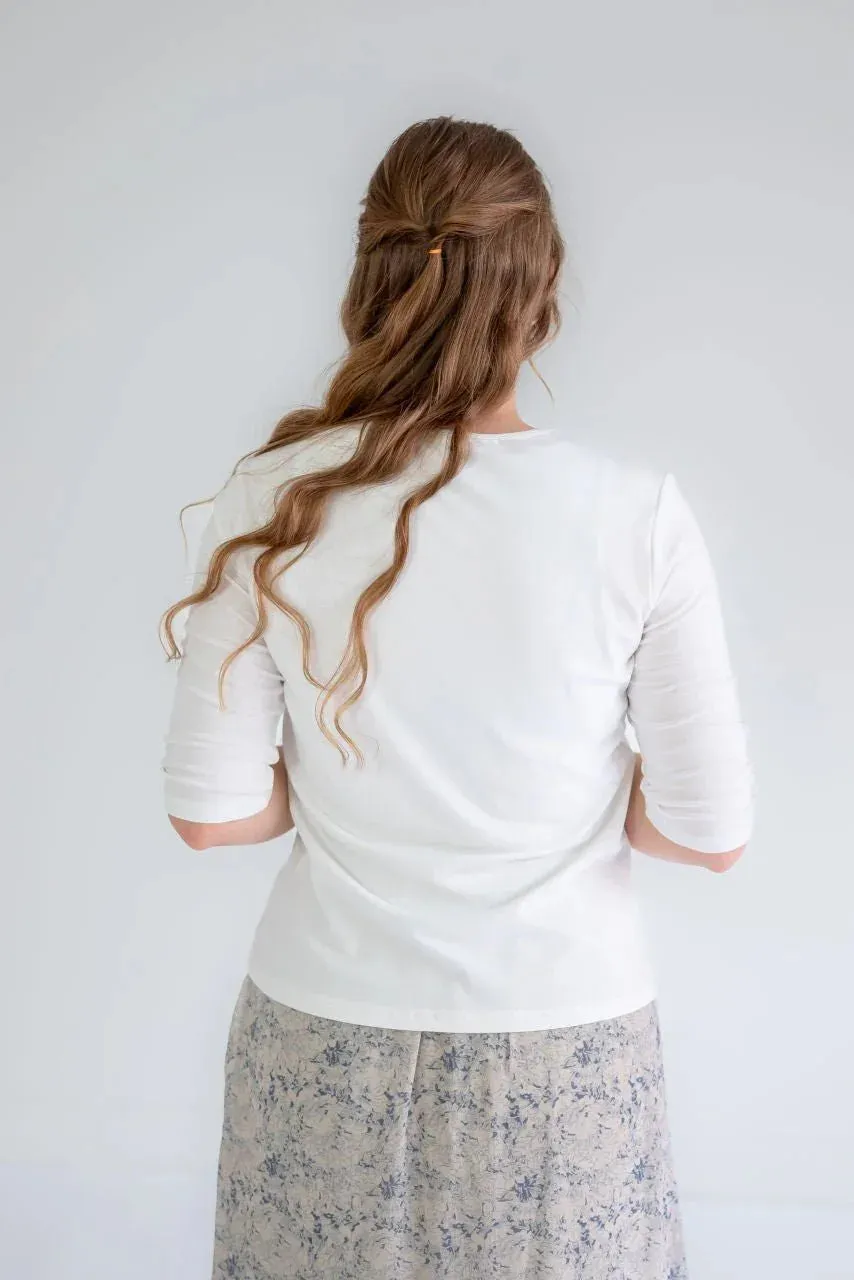 Odette Essential Half Sleeve Top in Ivory