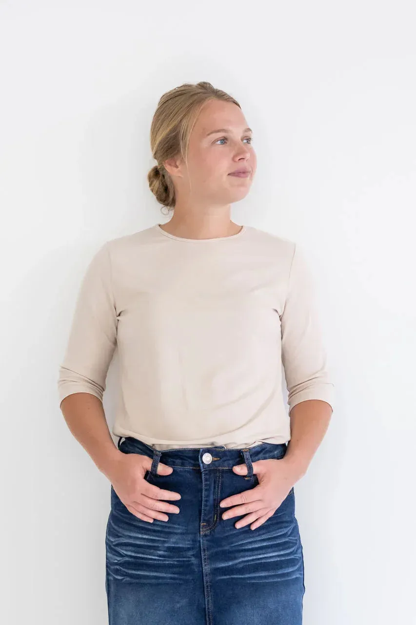 Odette Essential Half Sleeve Top in Shell