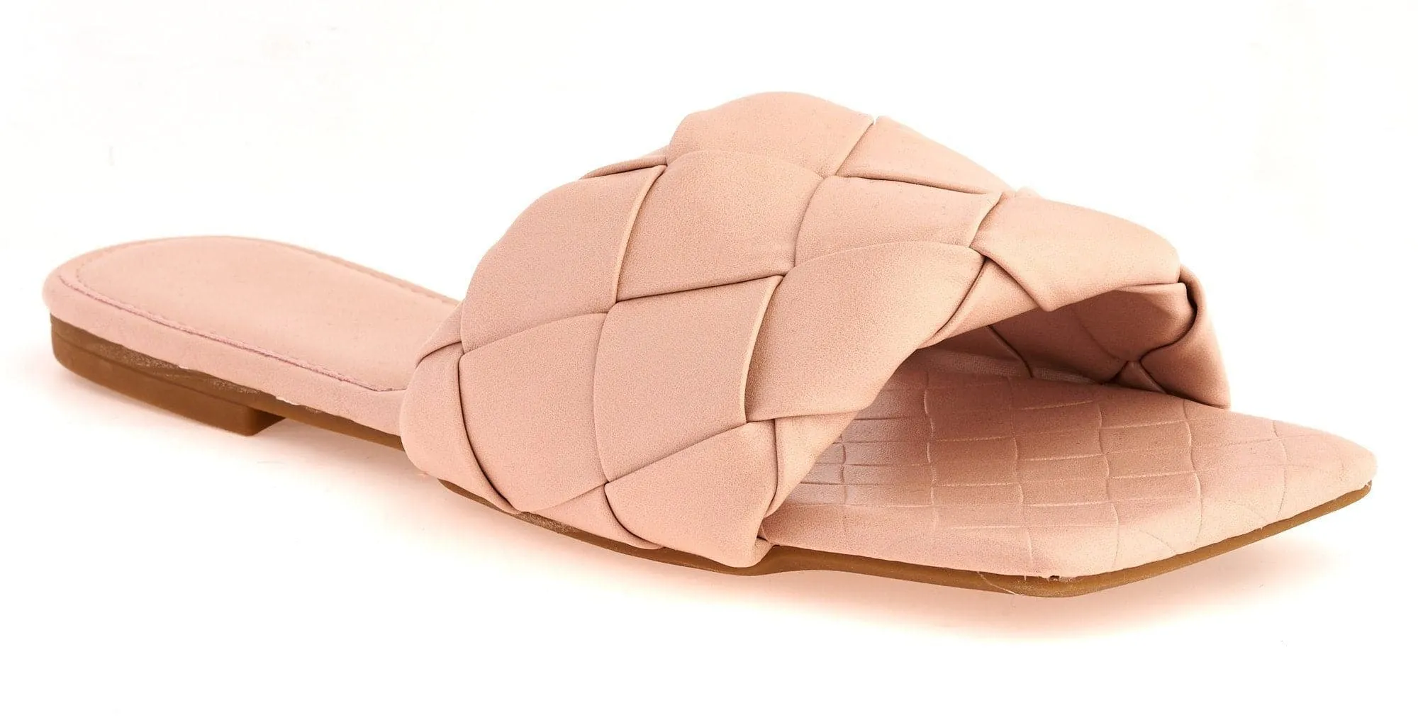 Raffia Crossover Plait Band Slider in Blush