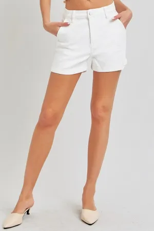 Rowan High Rise Denim Shorts White