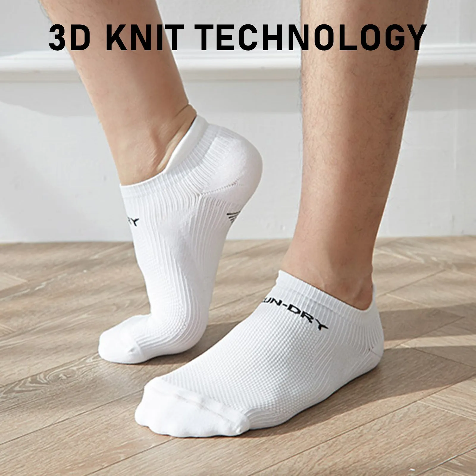Seamless Sport Sneakers Socks Non-Slip Heel Tab White Large Pack of 4