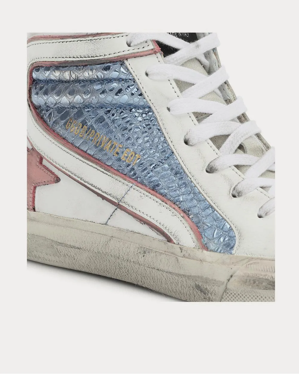 Slide metallic leather White High Top Sneakers