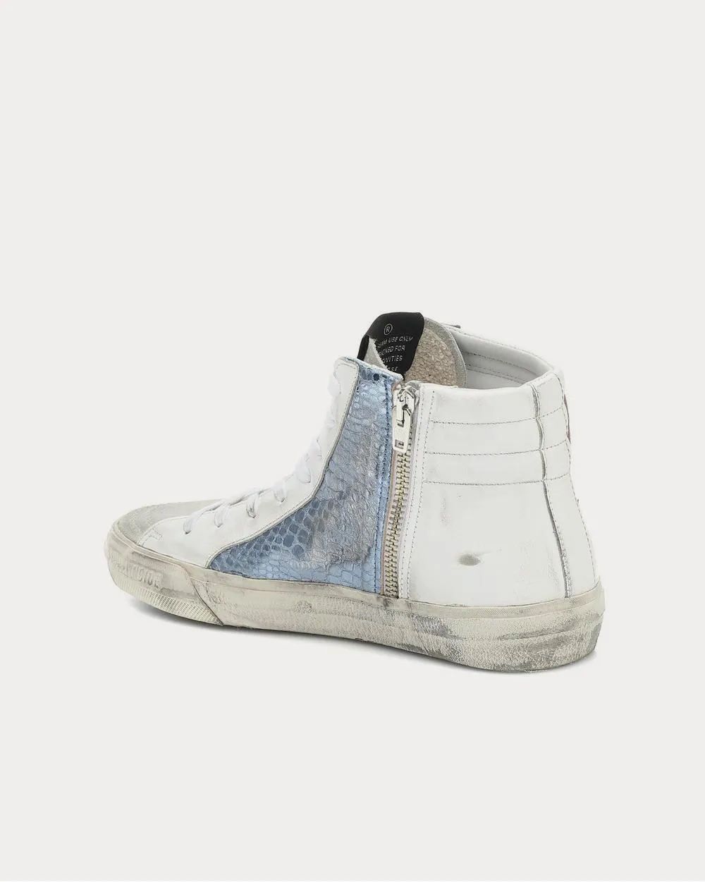 Slide metallic leather White High Top Sneakers