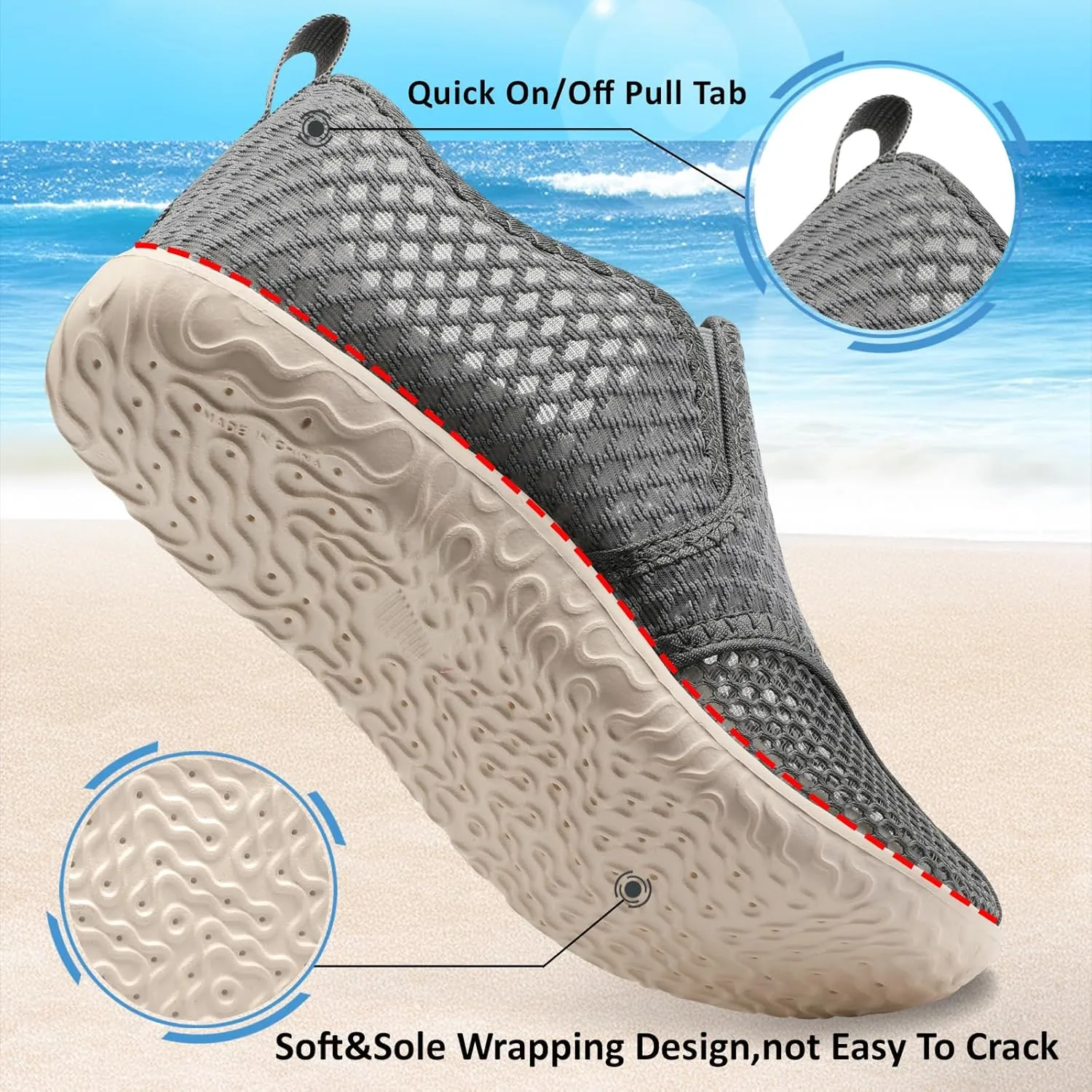 Spesoul Water Shoes for Women Men Quick-Dry Swim Shoes Barefoot Aqua Socks Breathable Beach Sandals for Pool Surf Travel Camping Yoga Outdoor Sports