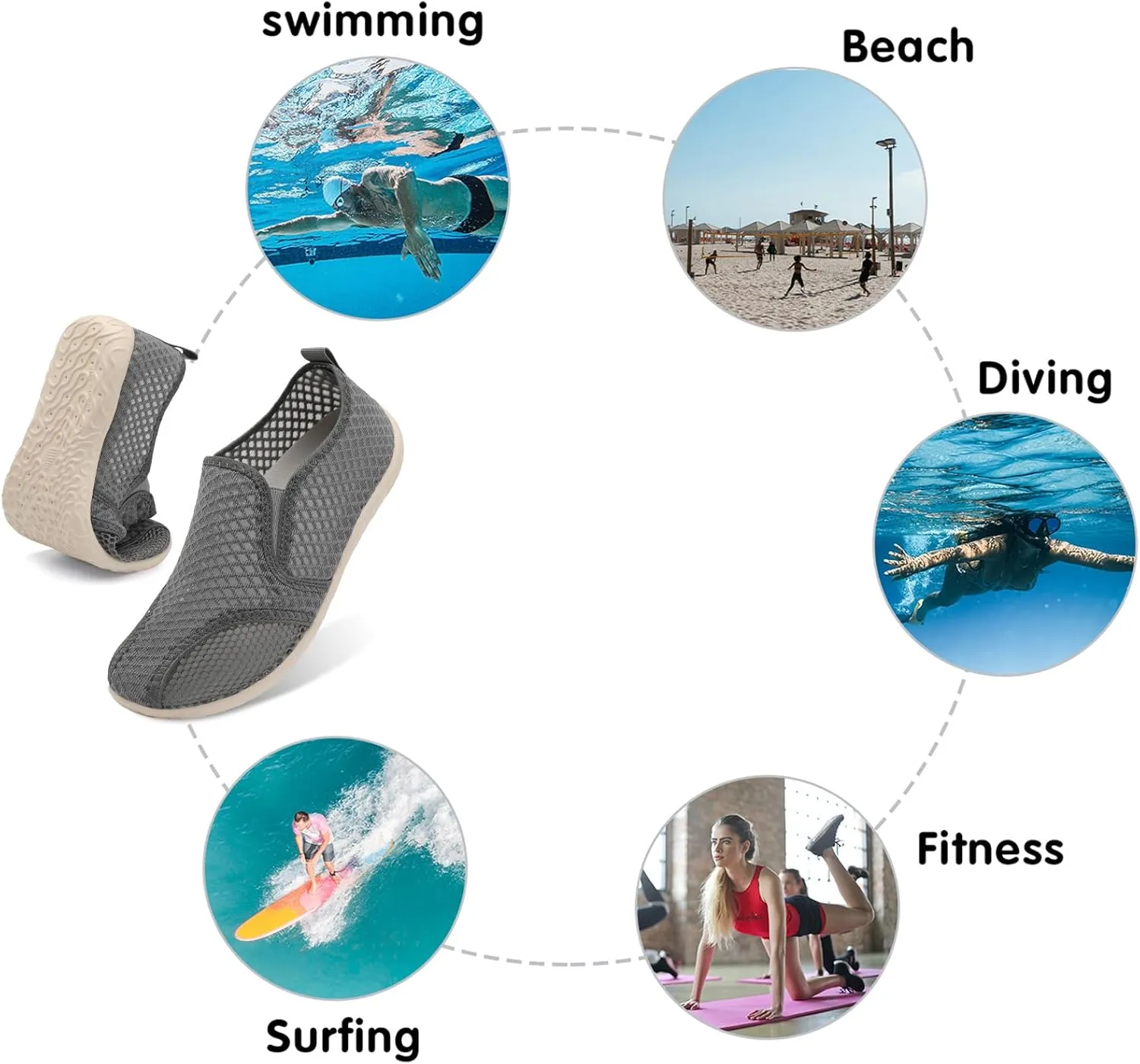 Spesoul Water Shoes for Women Men Quick-Dry Swim Shoes Barefoot Aqua Socks Breathable Beach Sandals for Pool Surf Travel Camping Yoga Outdoor Sports